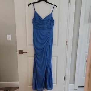 Azazie Blue Jay Color Maxi Dress